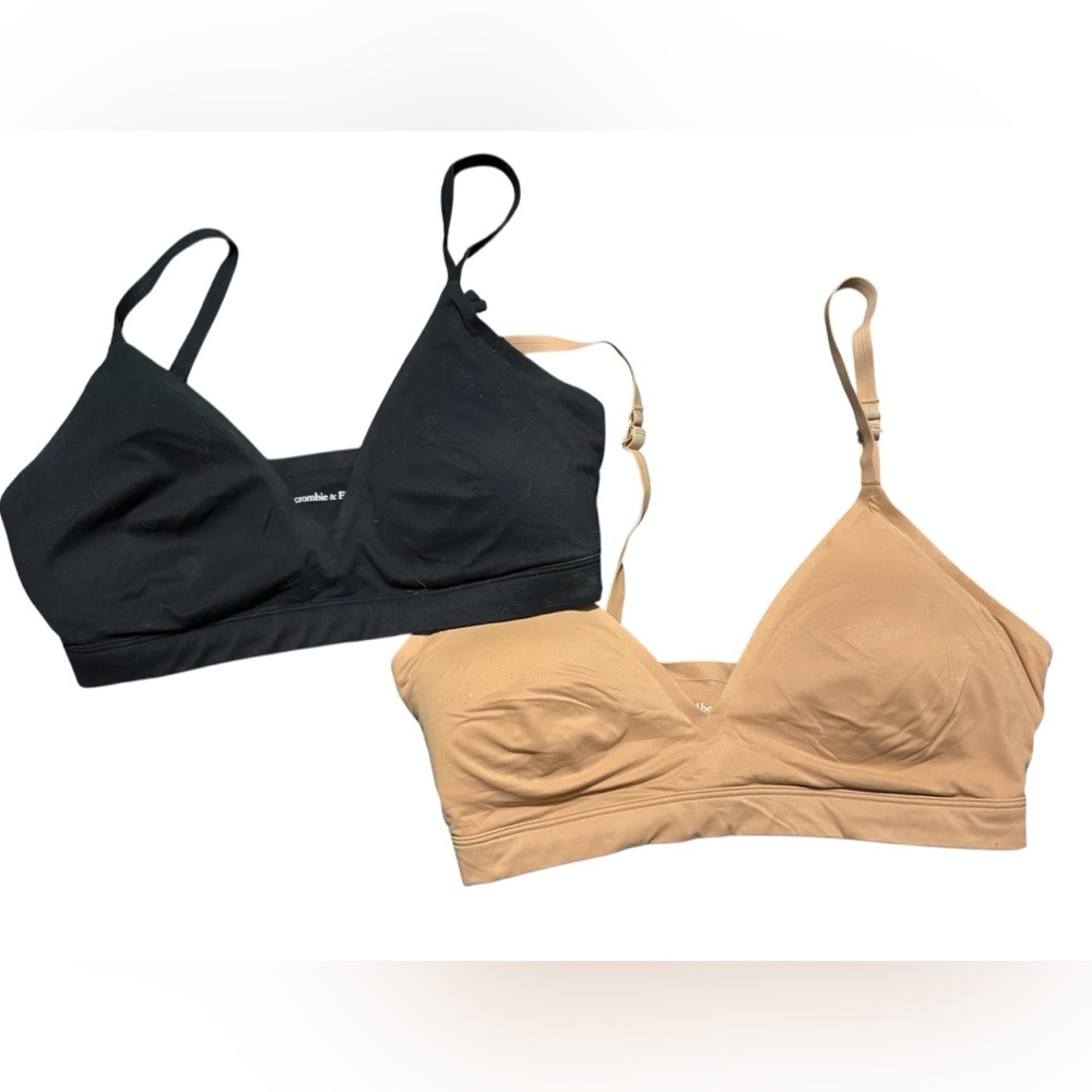 Abercrombie & Fitch Black and Tan Bralette Duo